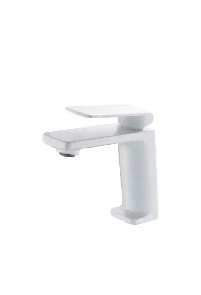 Grifo para lavabo fabricado en latón con discos de cerámico de acabado blanco Fiyi de Imex