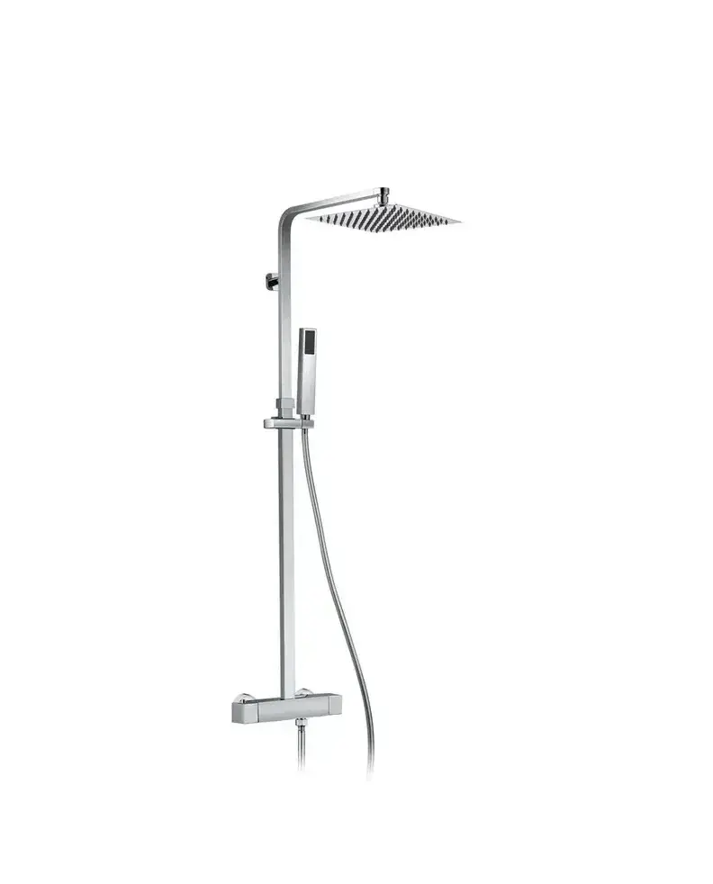 Grifo termostático de pared para ducha de formas cuadradas en acabado cromado Quadra Élite de GME