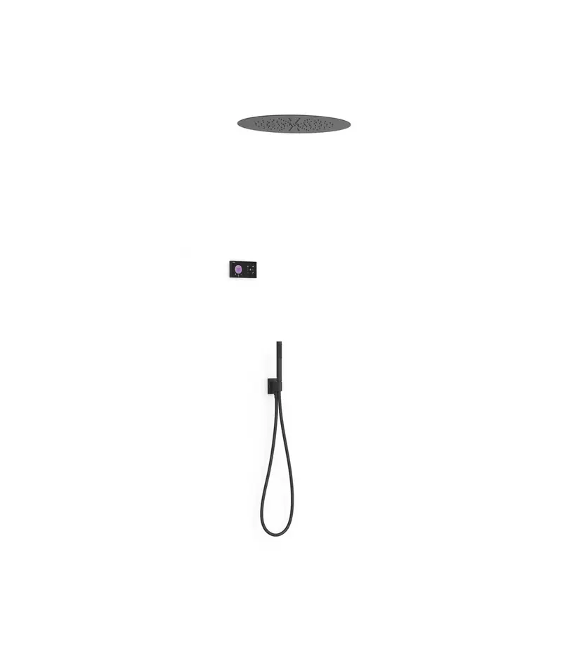 Grifo termostático electrónico para ducha con dos vías acabado negro mate Shower Tres