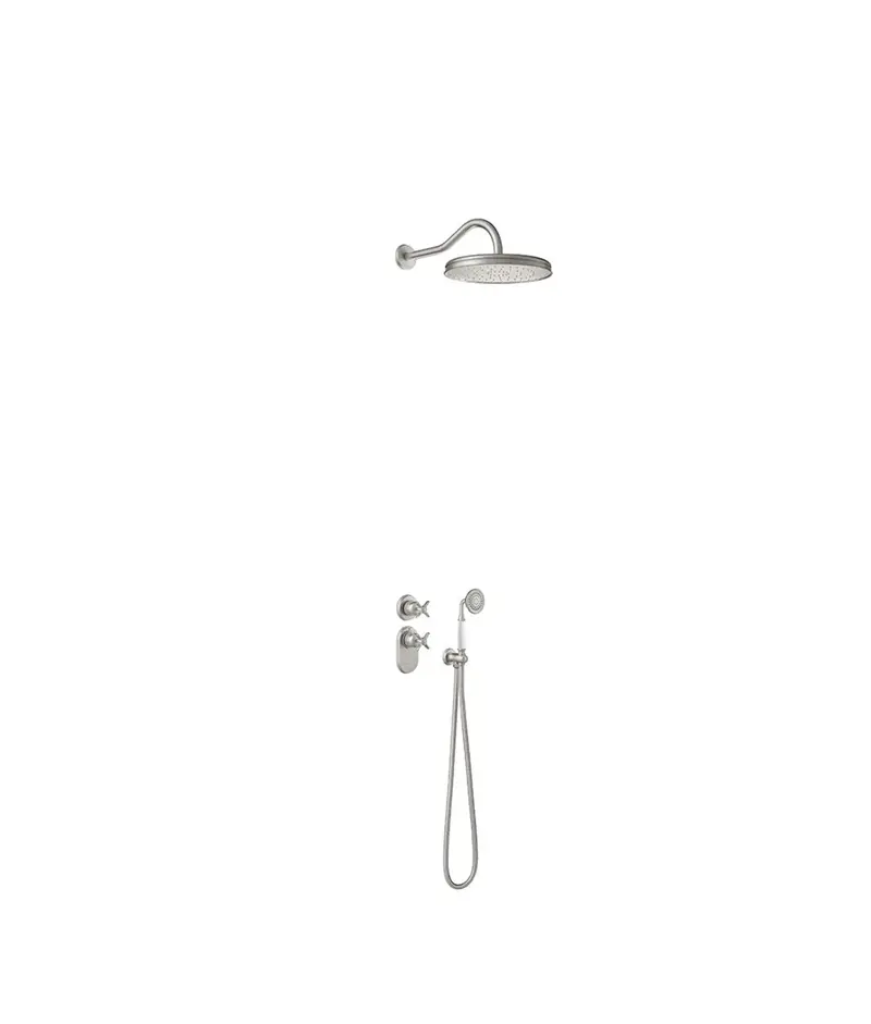 Grifo termostático empotrado para ducha con regulador de caudal color acero Tres Clasic Tres