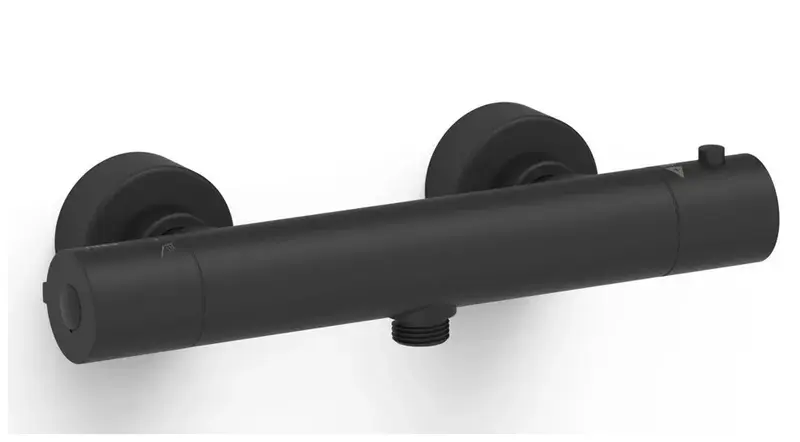 Grifo termostático mural para ducha de latón con acabado negro mate BASE PLUS TRES