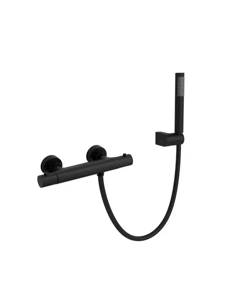 Grifo termostático para ducha fabricado en latón con un acabado en color negro Round de GME