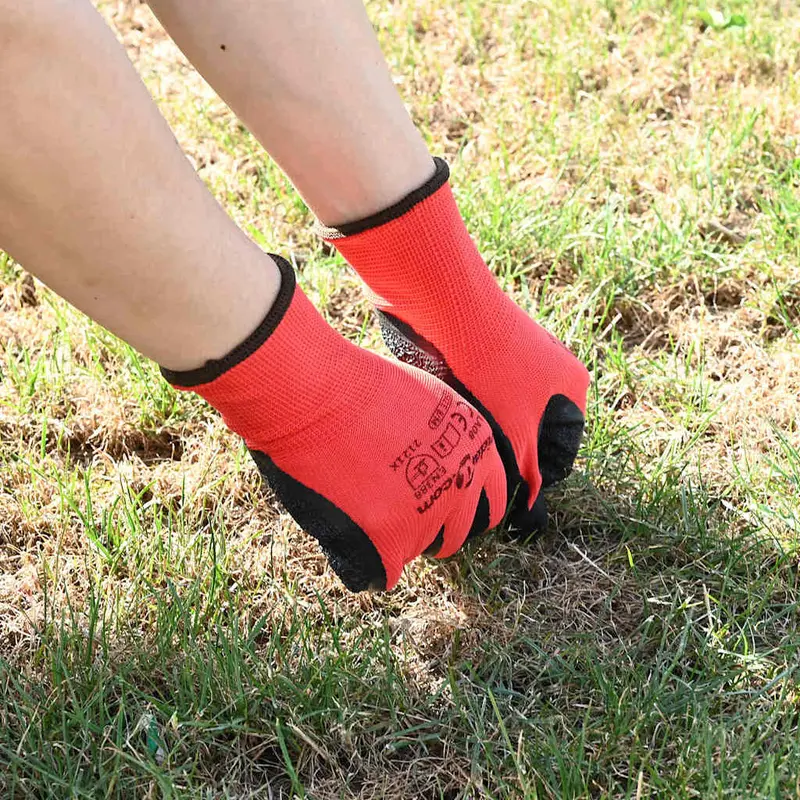 Guantes de Trabajo 12 pcs Rojo y Negro 10 / xl
