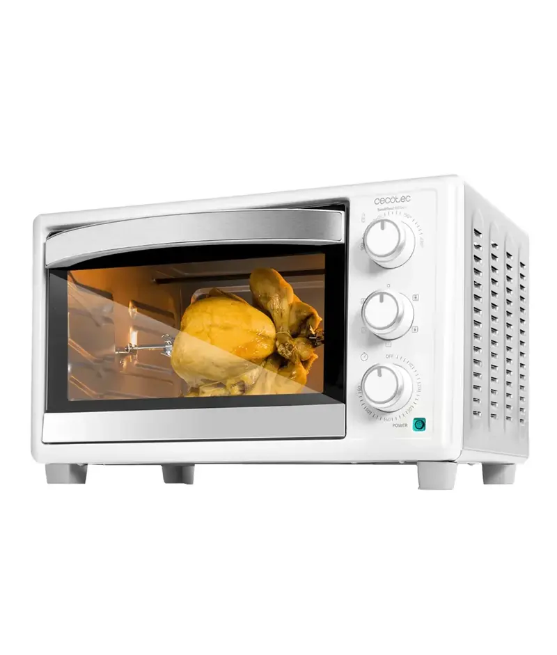 Horno de Convección de 30 Litros con Rustidor Rotativo y 5 Funciones de Cocción Eficaces de Cecotec