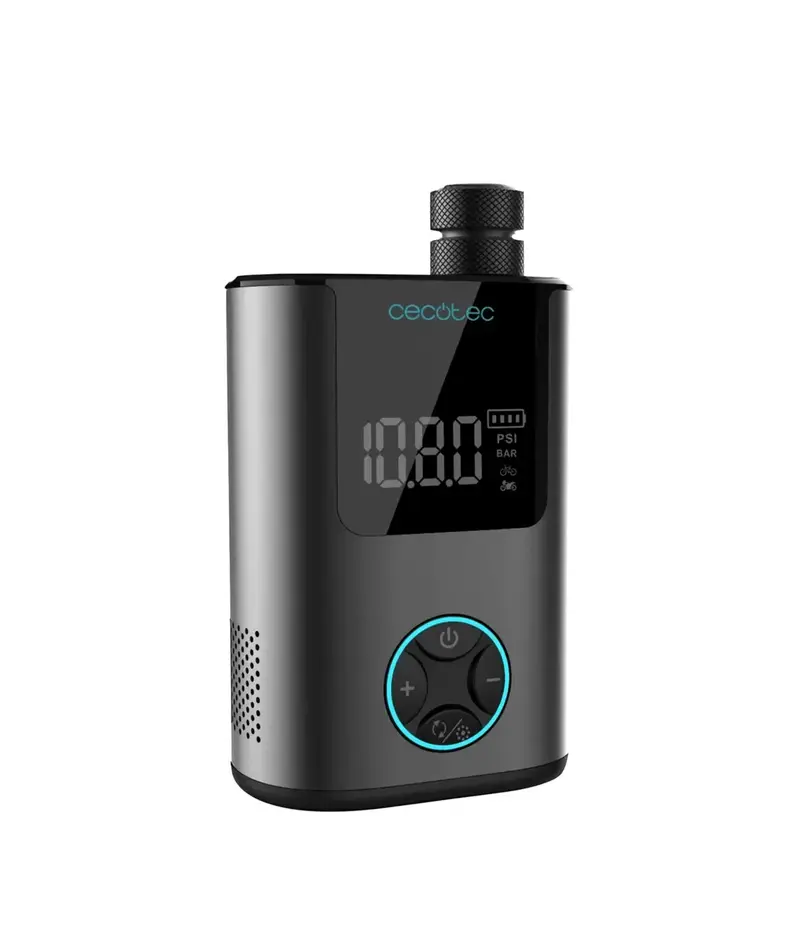 Inflador Eléctrico compacto Mini Air Max para bicicletas motos coches y balones 150psi 600mah Portátil y ligero Cecotec