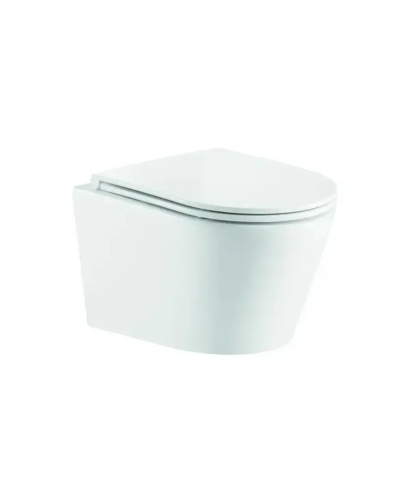 Inodoro compacto Rimless con salida dual y acabado esmaltado tapa de cierre suave Turín de Aquore