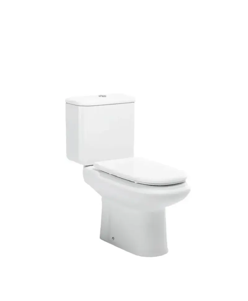 Inodoro completo con salida horizontal de 40,5 cm fabricado en porcelana de color blanco Dama Retro Multiclean Roca