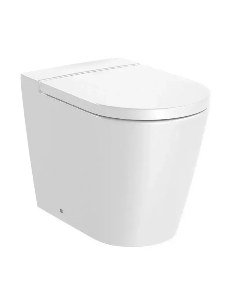 Inodoro completo salida dual adosado de porcelana con un acabado en color blanco Rimless Inspira Round Roca