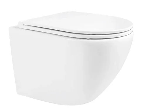 Inodoro Rimles suspendido de porcelana esmaltada antibacteriana y salida dual Génova de Aquore
