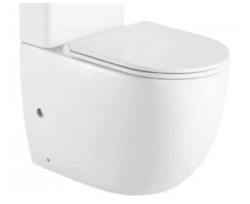 Inodoro Rimless  adosado a pared de porcelana sanitaria blanco brillo con salida dual Génova de Aquore