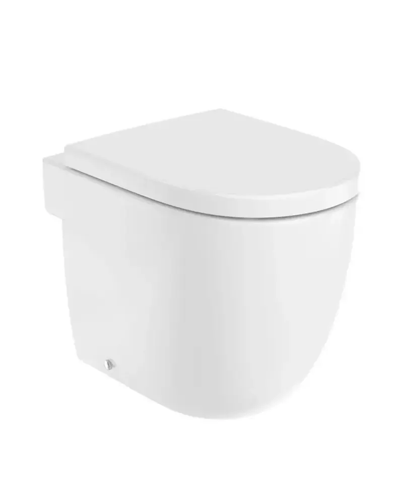 Inodoro salida horizontal de tanque alto de 36 cm fabricado en porcelana de color blanco Meridian Roca