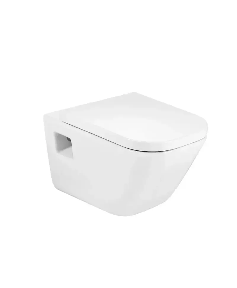 Inodoro suspendido salida horizontal blanco de 54 cm de fondo con asiento y tapa normal o amortiguada The Gap Roca