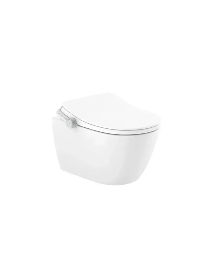 Inodoro suspendido salida horizontal smart de porcelana blanca para tanque empotrable con lavado y secado Ona Roca A803150S01