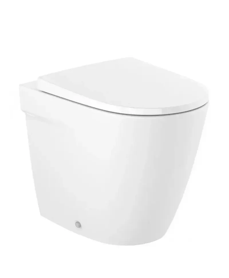 Inodoro tanque alto de porcelana con salida dual y un acabado en color blanco Ona Roca