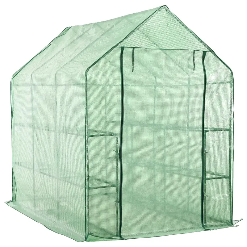 Invernadero accesible con 12 estantes acero 143x214x196 cm