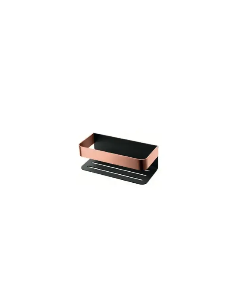 Jabonera frontal de diseño elegante combinada en color negro y oro rosa Mayura de Imex
