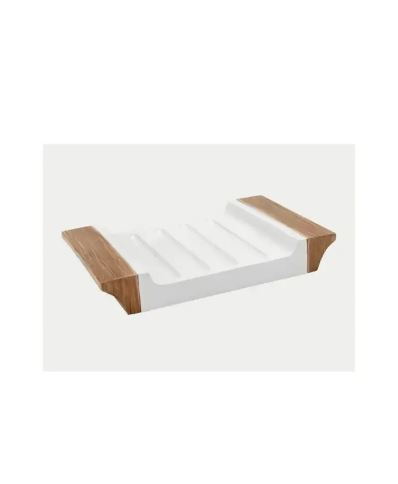 Jabonera para baño de madera y poliresina acabado blanco moderno elegante Nordic de Aquore