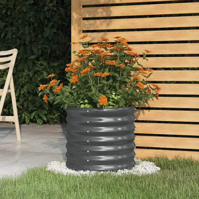 Jardinera acero galvanizado antracita 40x40x36 cm