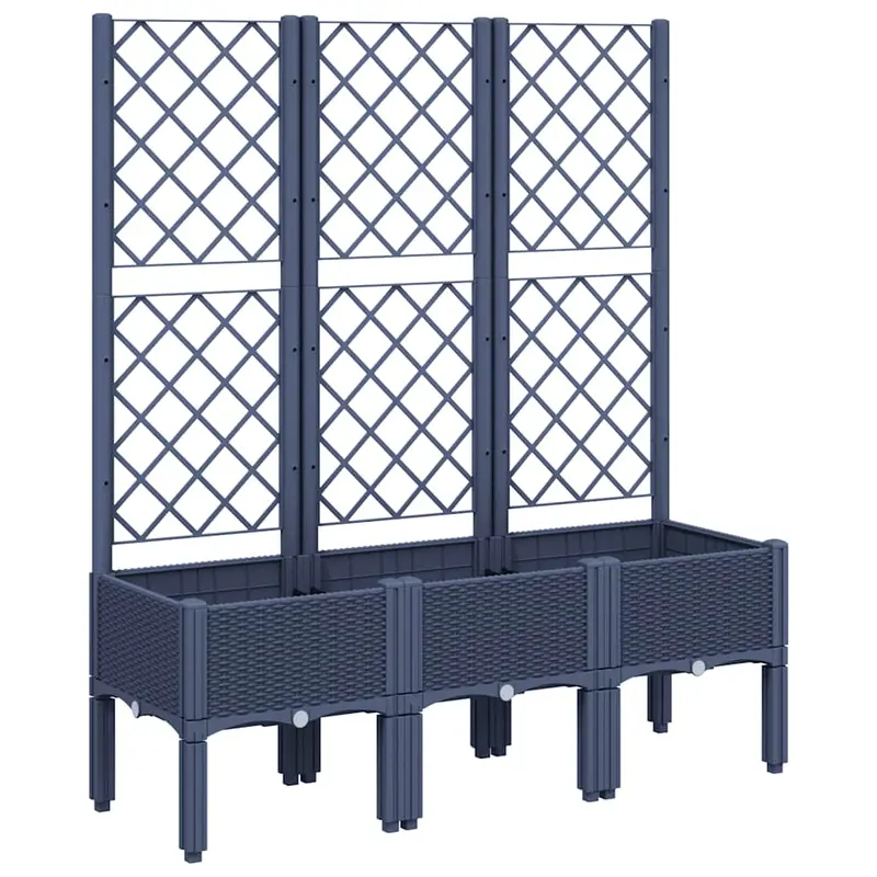 Jardinera con enrejado PP azul gris 120x40x142 cm