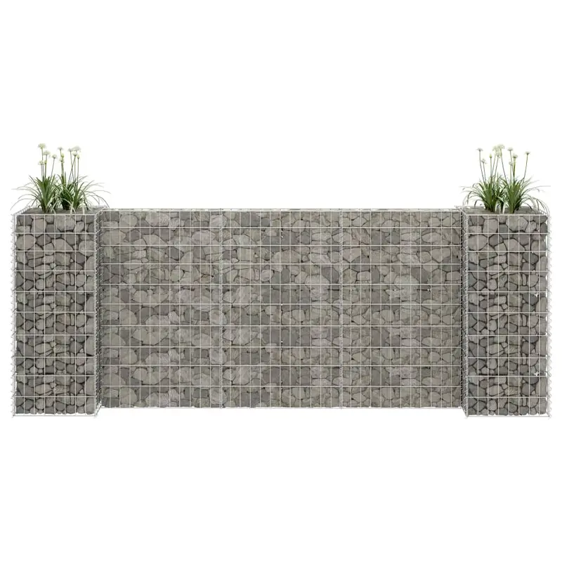Jardinera de gaviones forma de H alambre de acero 260x40x100 cm