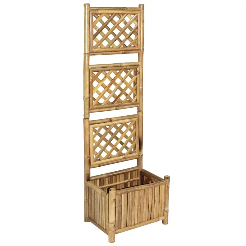 Jardinera de jardín con enrejado bambú 40 cm