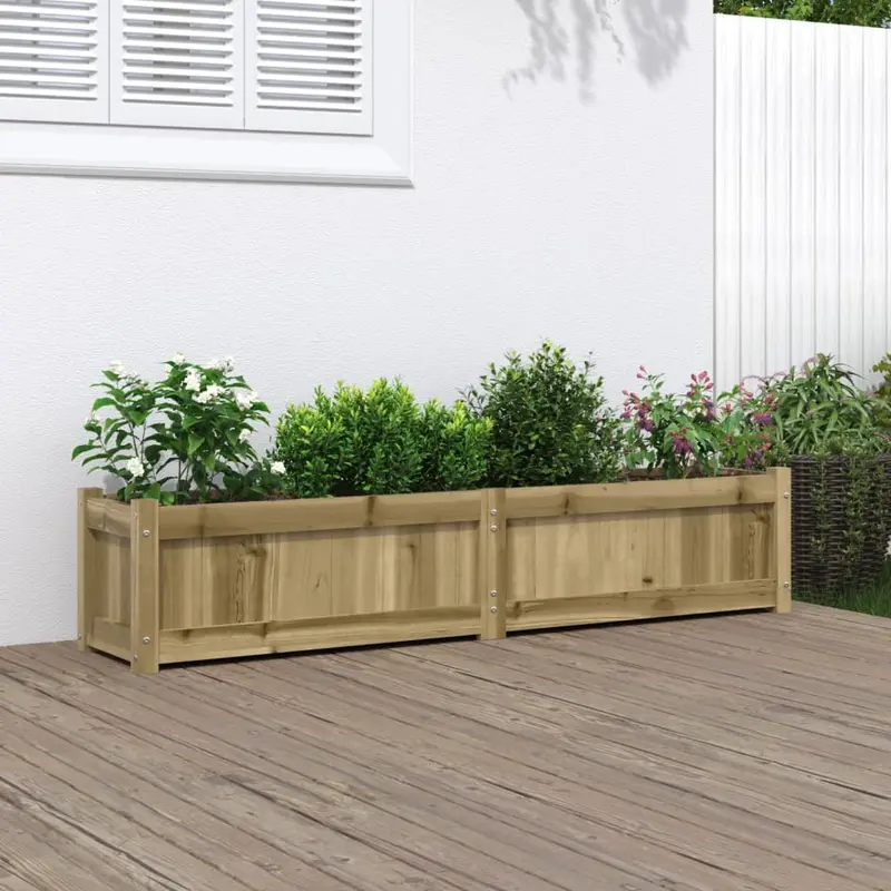Jardinera de madera de pino impregnada 150x31x31 cm