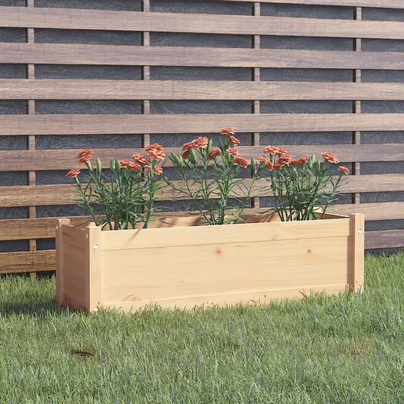 Jardinera de madera maciza de pino 100x31x31 cm