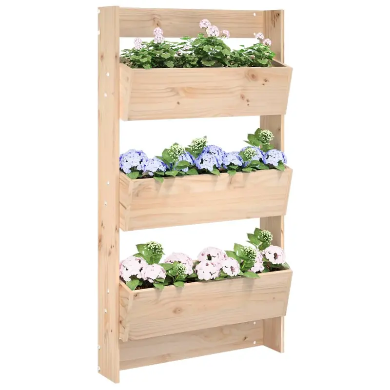 Jardinera de pared 3 niveles madera maciza pino 60x18,5x110 cm