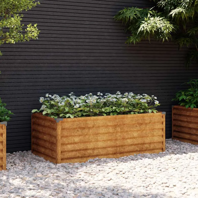 Jardinera elevada 100x50x36 cm de acero corten
