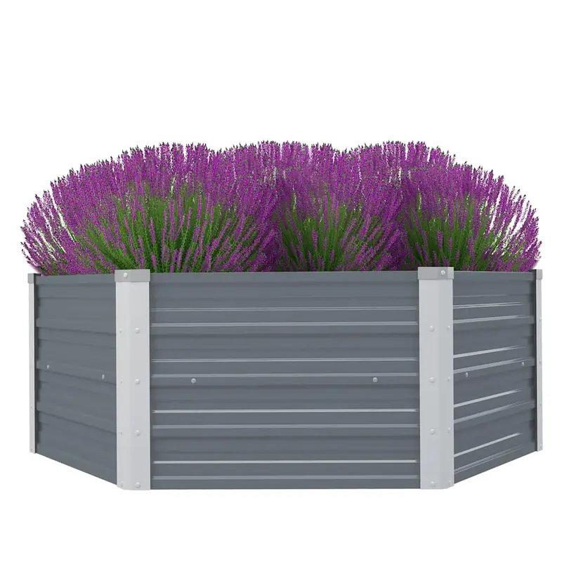 Jardinera elevada 129x129x45 cm acero galvanizado gris