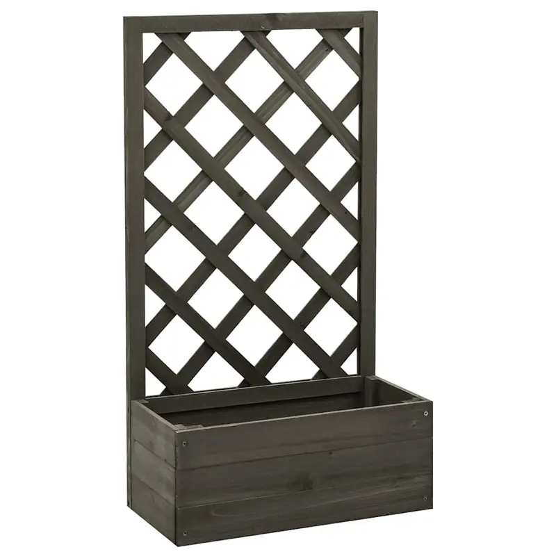 Jardinera enrejada de jardín madera abeto gris 50x25x90 cm