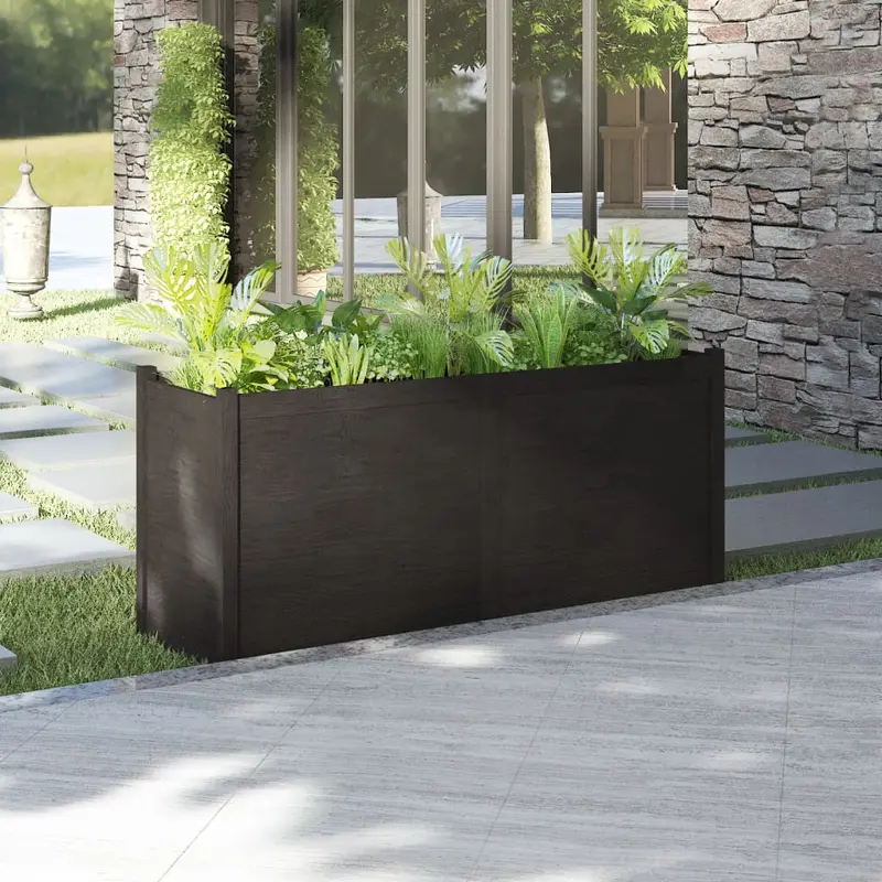 Jardinera madera maciza de pino negro 150x50x70 cm