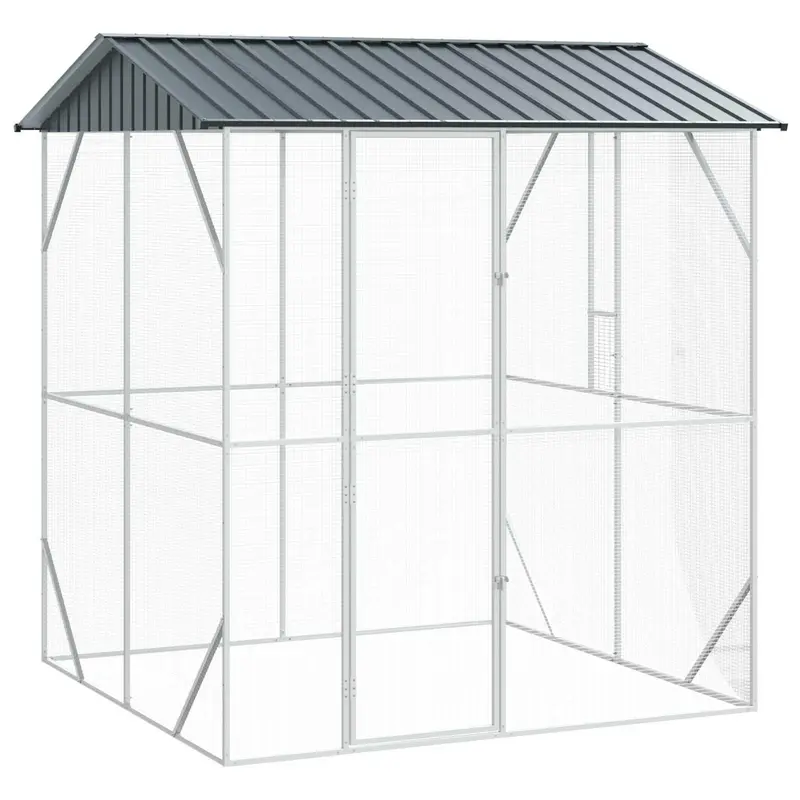 Jaula para Aves Antracita 215 x 208 x 247 cm Acero Galvanizado