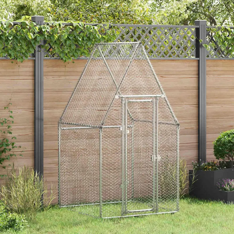 Jaula para gallinas acero galvanizado plateado 100x100x190 cm