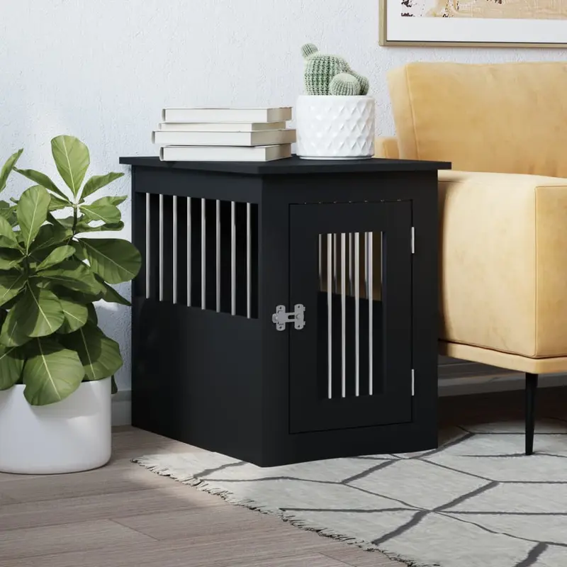 Jaula para perros madera de ingeniería negro 45x62x59 cm