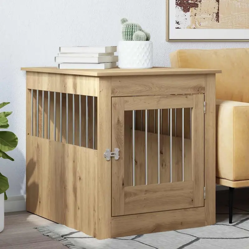 Jaula para perros mueble madera contrachapada roble artesanal
