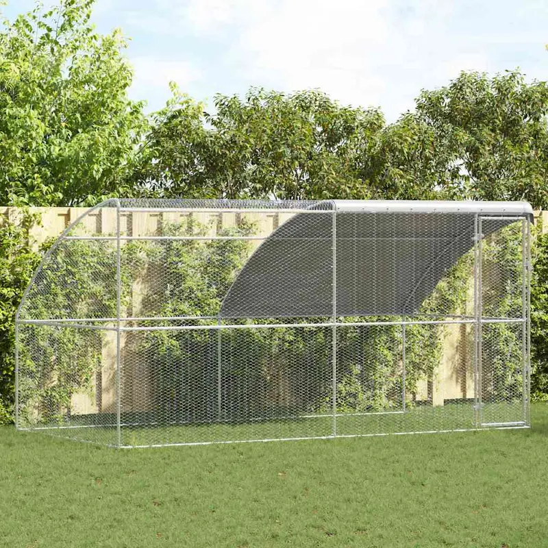 Jaula para pollos 2 pcs Plateado 400 x 200 x 200 cm acero y PE