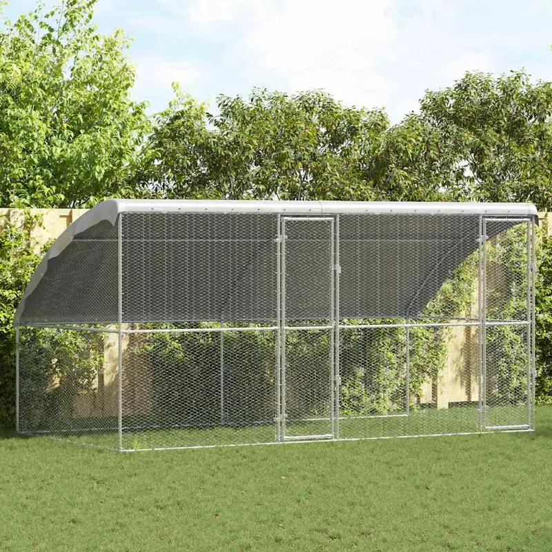 Jaula para pollos 2 pcs Plateado 400 x 200 x 200 cm