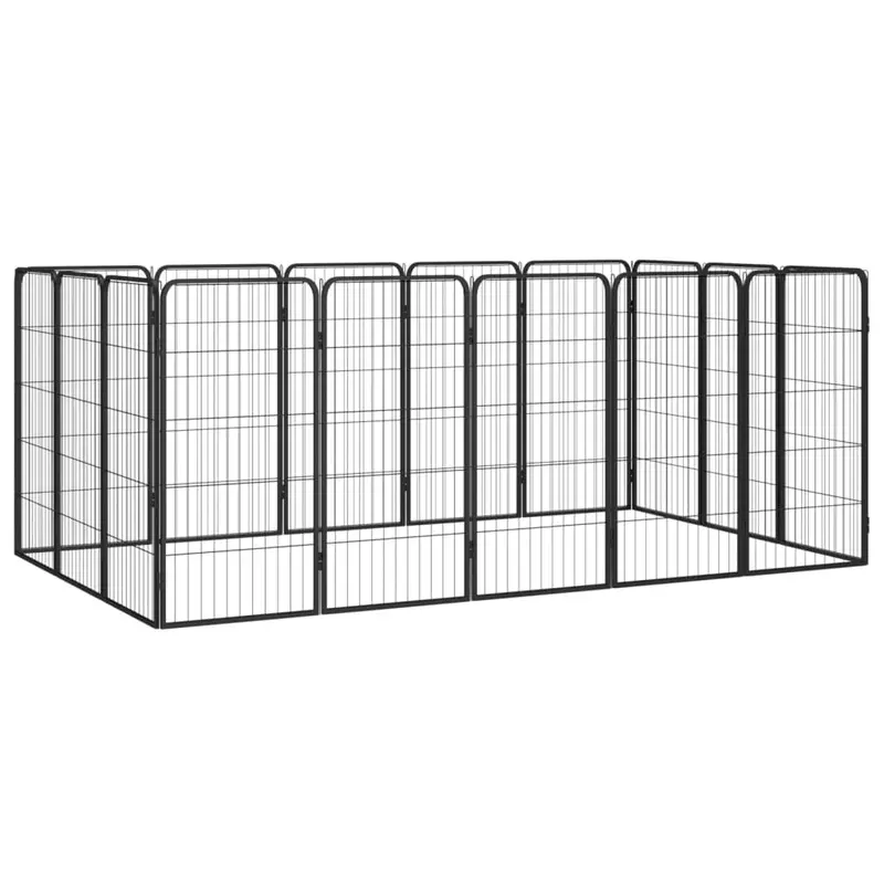 Jaula perros 16 paneles acero recubierto polvo negro 50x100 cm