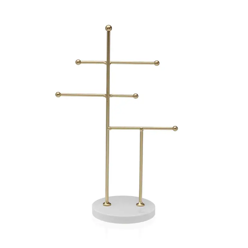 JOYERO METALICO DORADO CON 3 NIVELES CON BASE