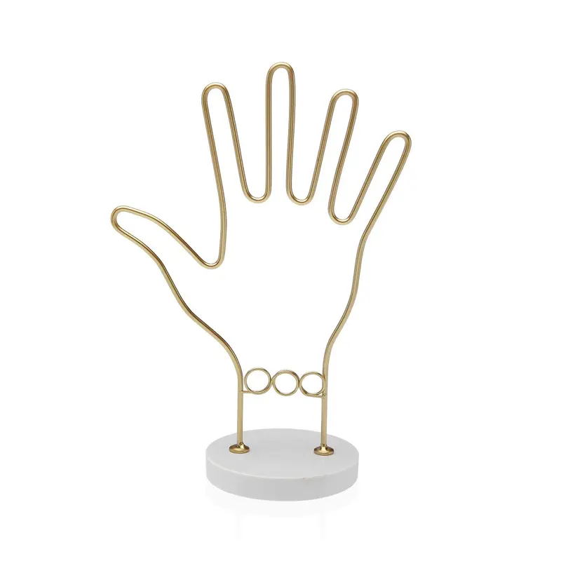 JOYERO METALICO DORADO CON FORMA DE MANO