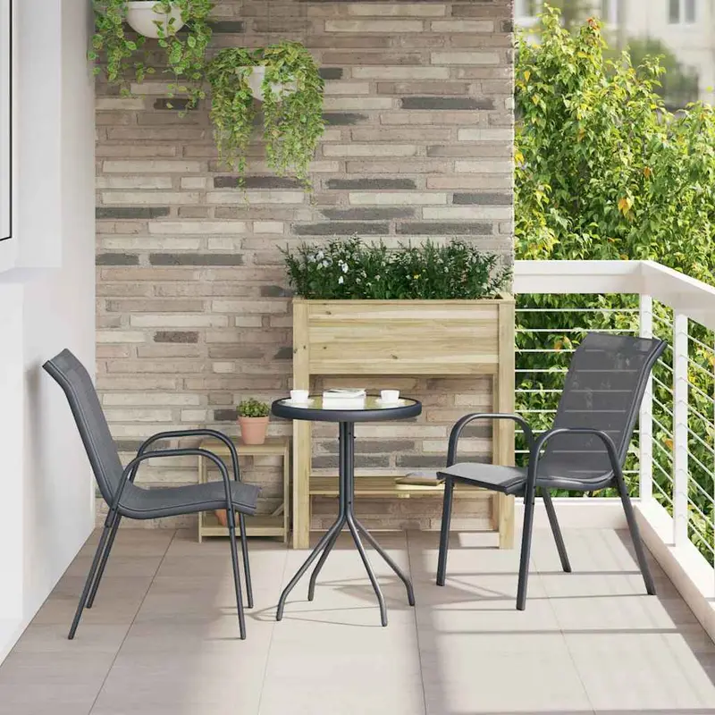 Juego Bistro de Jardín 3 pcs Gris Acero