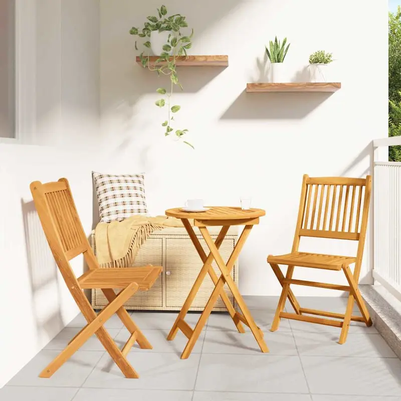 Juego Bistro de Jardín 3 pcs Marrón Madera de Acacia Sólida