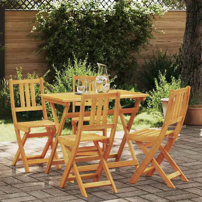 Juego Bistro de Jardín 5 pcs Marrón Madera de Acacia Sólida