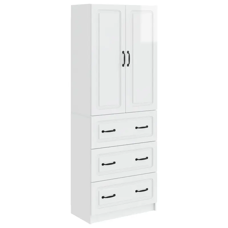 Juego de armarios 2 pcs Blanco Brillante 66 x 34,5 x 87 cm
