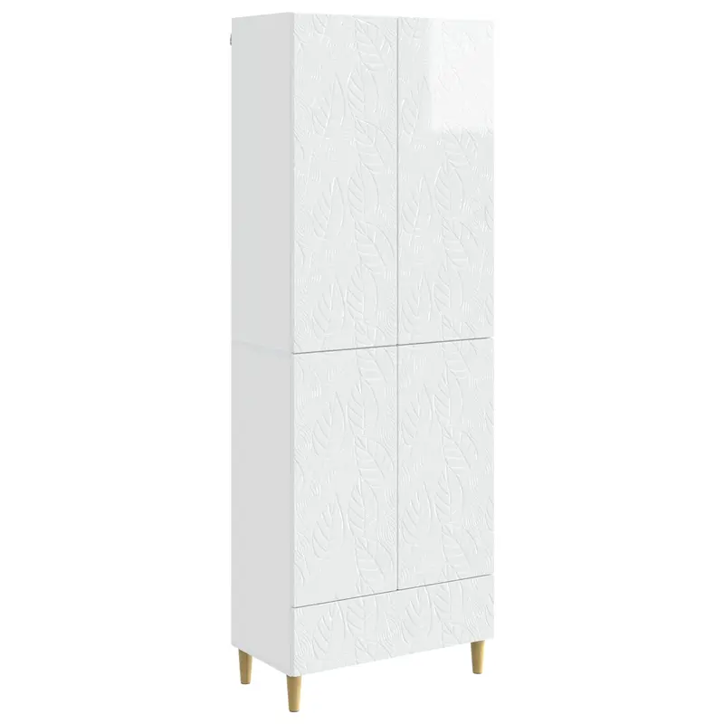 Juego de armarios 2 pcs Blanco Brillante Madera de ingeniería