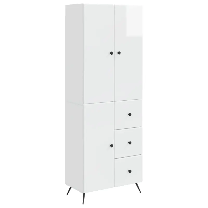Juego de armarios 2 pcs Blanco Brillante Madera de ingeniería