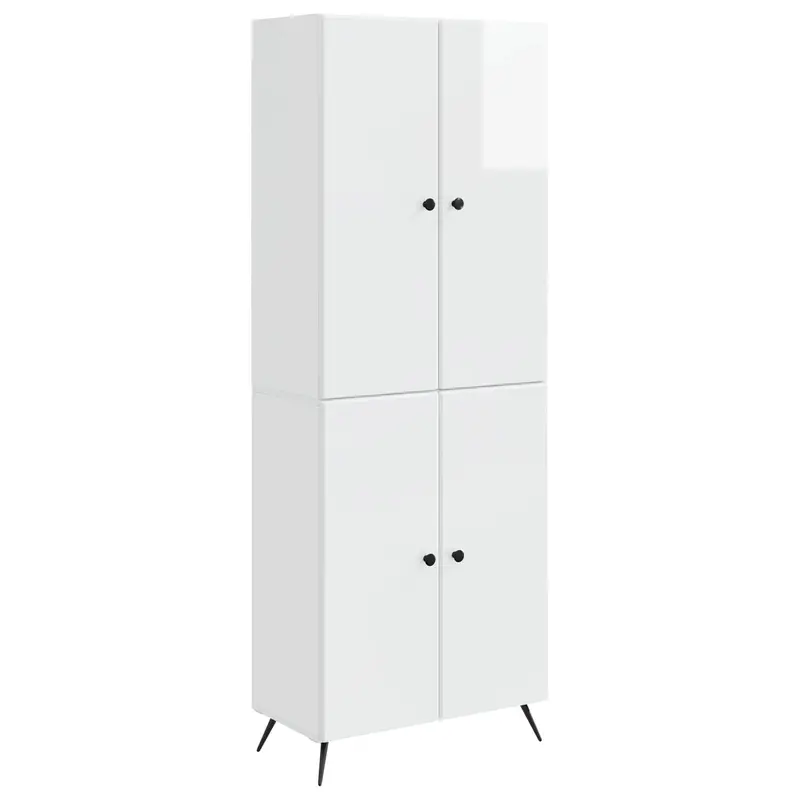 Juego de armarios 2 pcs Blanco Brillante Madera de ingeniería