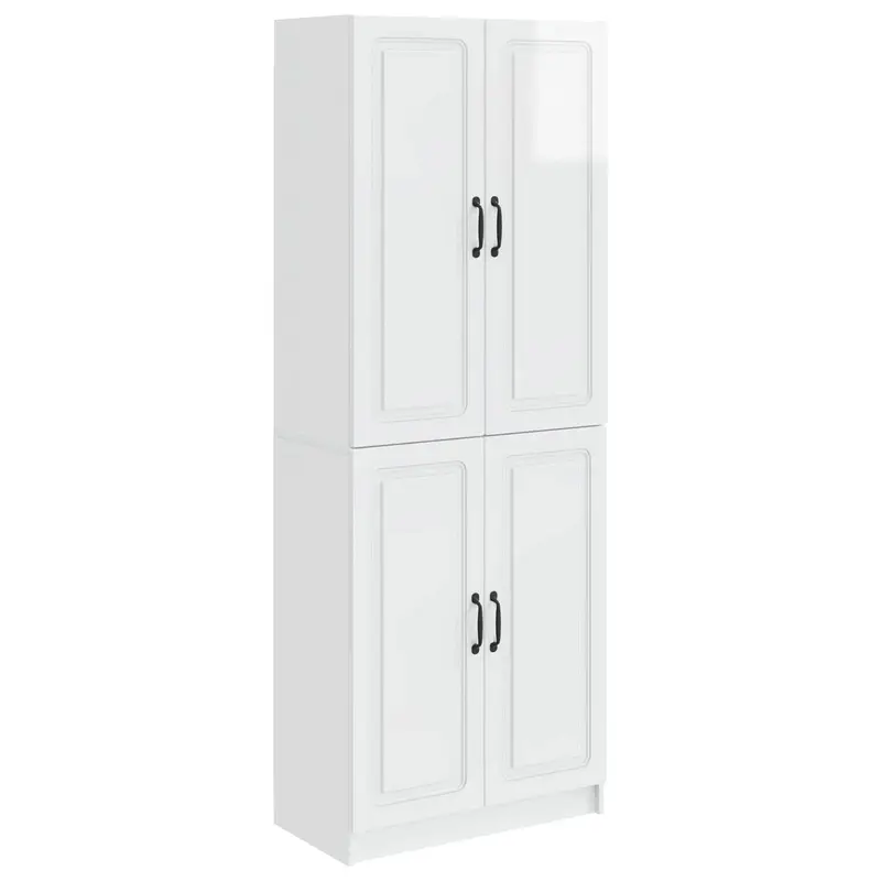 Juego de armarios 2 pcs Blanco Brillante Madera de ingeniería