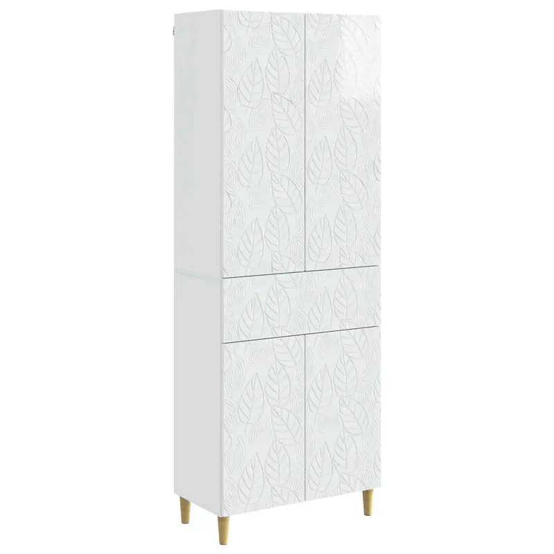 Juego de armarios 2 pcs Blanco Brillante Madera de ingeniería